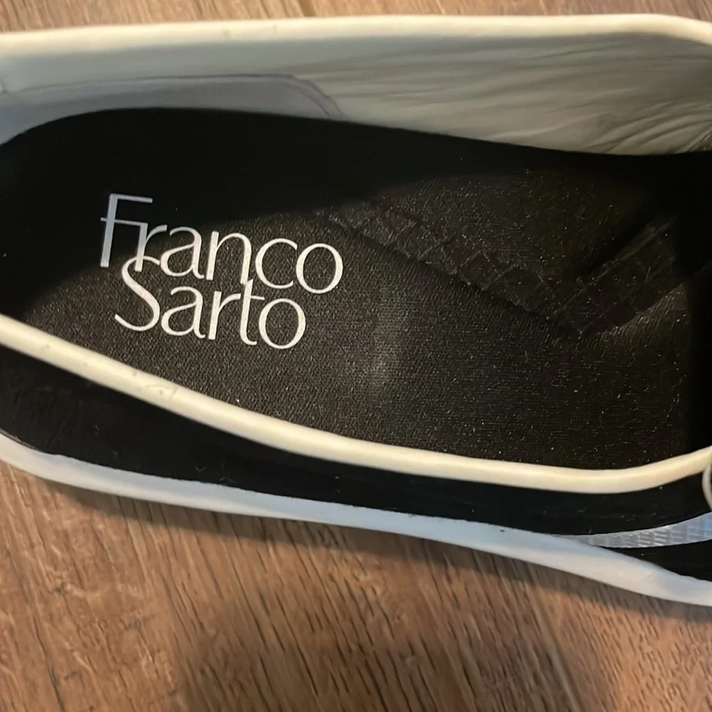 FRANCO SARTO Black‎ Fabric Maldives Almond-Toe Slip-On Sneakers SZ 5
